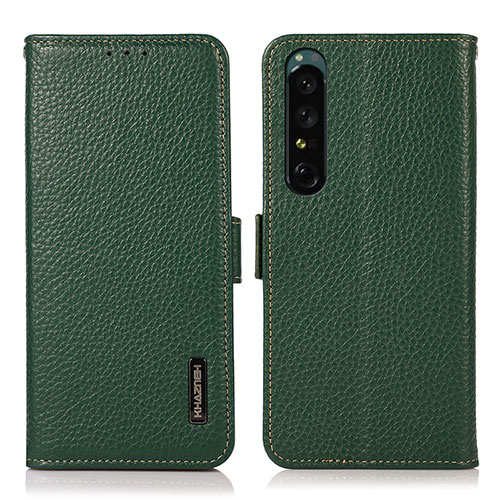 Leather Case Stands Flip Cover Holder B03H for Sony Xperia 1 IV SO-51C Green