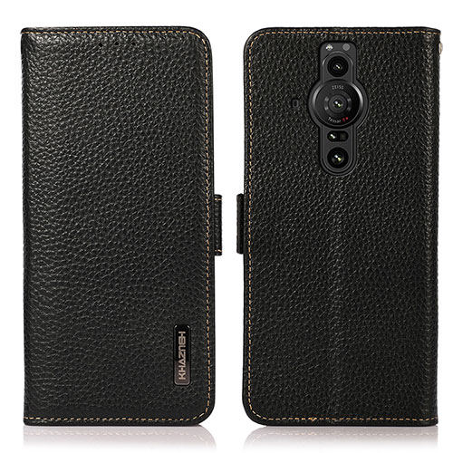 Leather Case Stands Flip Cover Holder B03H for Sony Xperia PRO-I Black