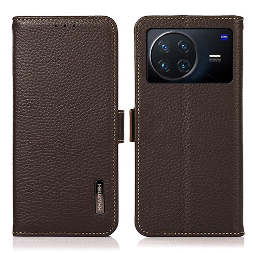 Leather Case Stands Flip Cover Holder B03H for Vivo X Note Brown