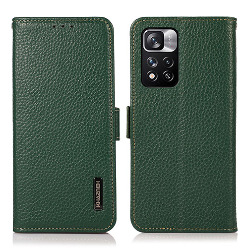 Leather Case Stands Flip Cover Holder B03H for Xiaomi Mi 11i 5G (2022) Green