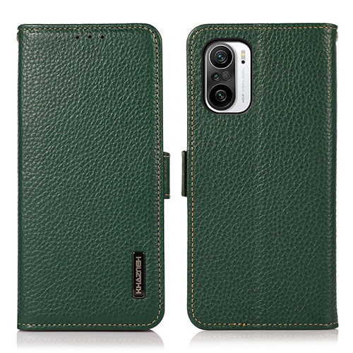 Leather Case Stands Flip Cover Holder B03H for Xiaomi Mi 11i 5G Green