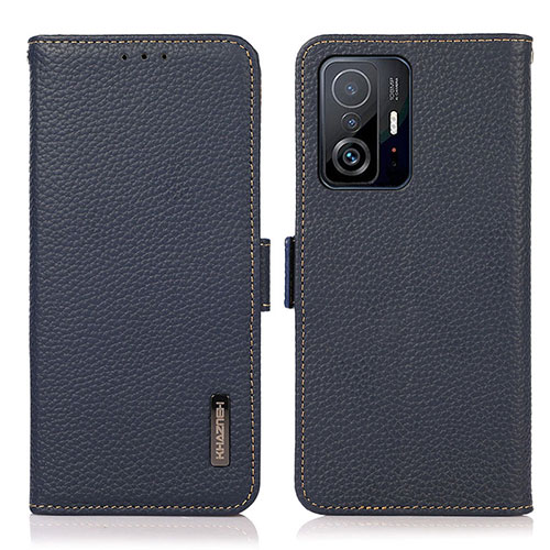 Leather Case Stands Flip Cover Holder B03H for Xiaomi Mi 11T 5G Blue