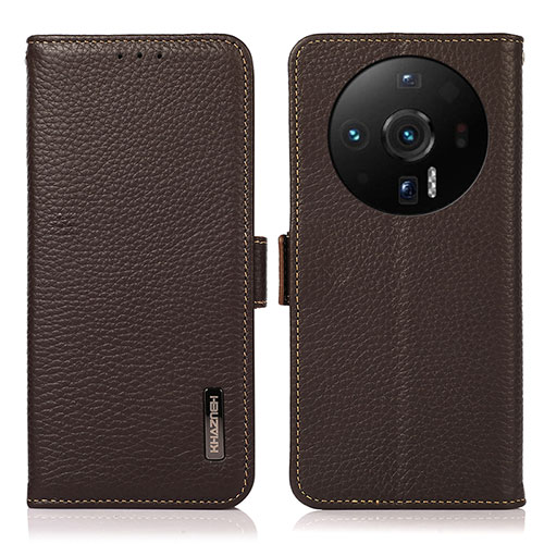 Leather Case Stands Flip Cover Holder B03H for Xiaomi Mi 12S Ultra 5G Brown