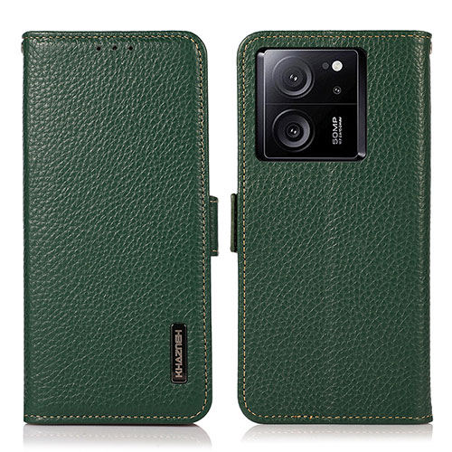 Leather Case Stands Flip Cover Holder B03H for Xiaomi Mi 13T 5G Green