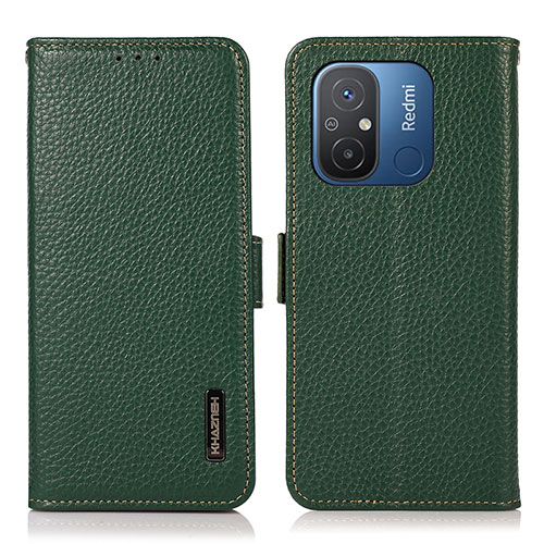 Leather Case Stands Flip Cover Holder B03H for Xiaomi Poco C55 Green