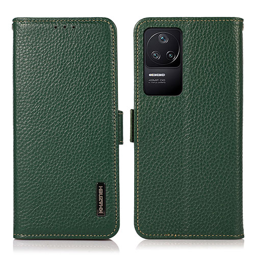 Leather Case Stands Flip Cover Holder B03H for Xiaomi Poco F4 5G Green