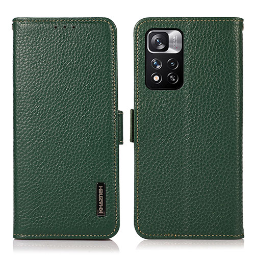 Leather Case Stands Flip Cover Holder B03H for Xiaomi Poco X4 NFC Green