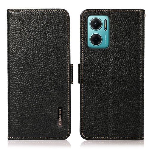 Leather Case Stands Flip Cover Holder B03H for Xiaomi Redmi 10 5G Black