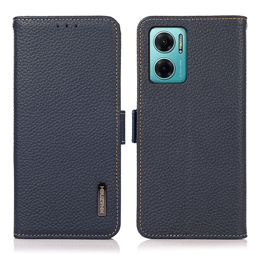 Leather Case Stands Flip Cover Holder B03H for Xiaomi Redmi 10 5G Blue