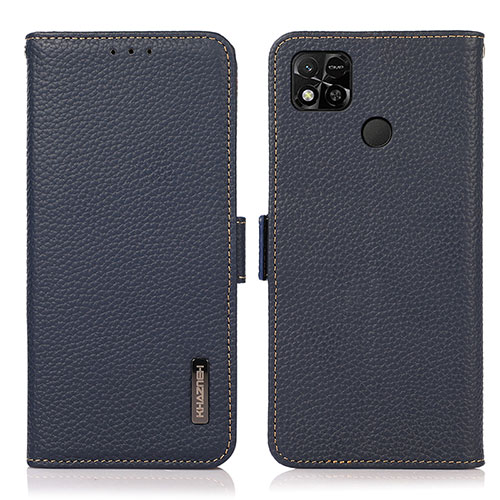 Leather Case Stands Flip Cover Holder B03H for Xiaomi Redmi 10A 4G Blue