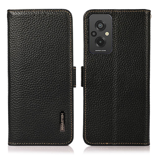 Leather Case Stands Flip Cover Holder B03H for Xiaomi Redmi 11 Prime 4G Black