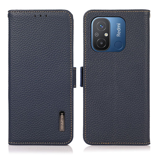 Leather Case Stands Flip Cover Holder B03H for Xiaomi Redmi 12C 4G Blue