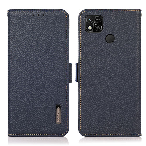 Leather Case Stands Flip Cover Holder B03H for Xiaomi Redmi 9 India Blue