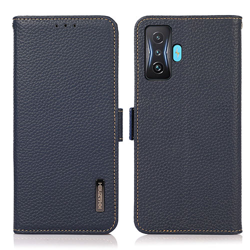 Leather Case Stands Flip Cover Holder B03H for Xiaomi Redmi K50 Gaming 5G Blue