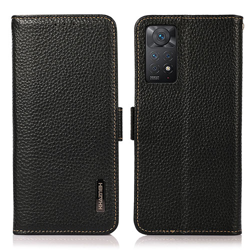 Leather Case Stands Flip Cover Holder B03H for Xiaomi Redmi Note 11 Pro 4G Black