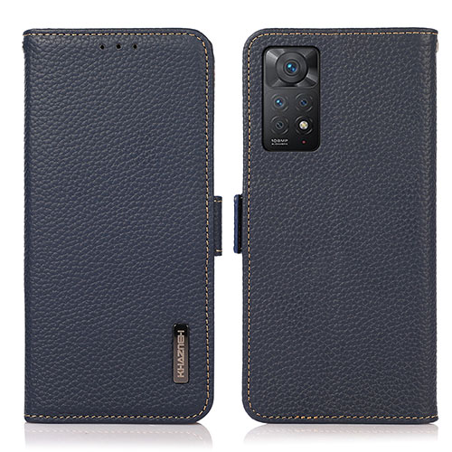 Leather Case Stands Flip Cover Holder B03H for Xiaomi Redmi Note 11 Pro 5G Blue