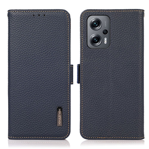 Leather Case Stands Flip Cover Holder B03H for Xiaomi Redmi Note 11T Pro 5G Blue