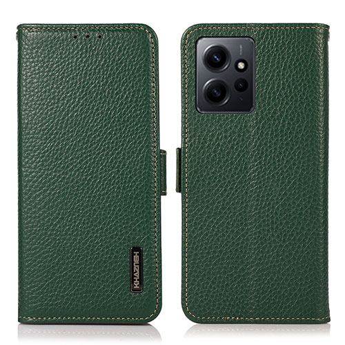 Leather Case Stands Flip Cover Holder B03H for Xiaomi Redmi Note 12 4G Green