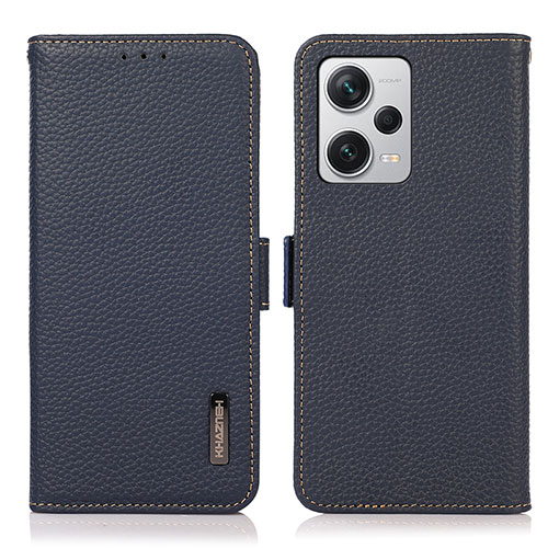 Leather Case Stands Flip Cover Holder B03H for Xiaomi Redmi Note 12 Explorer Blue