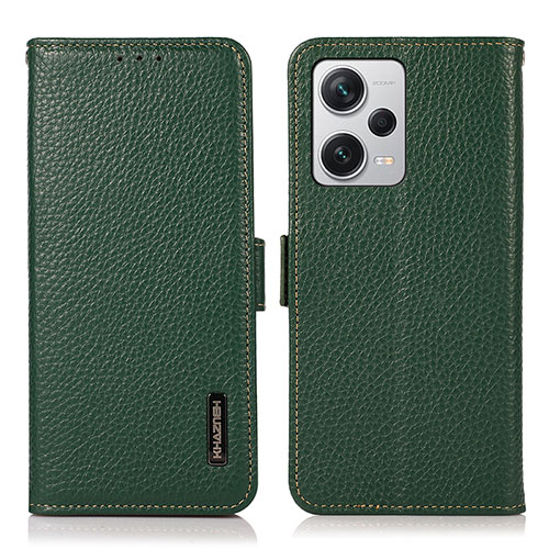 Leather Case Stands Flip Cover Holder B03H for Xiaomi Redmi Note 12 Explorer Green