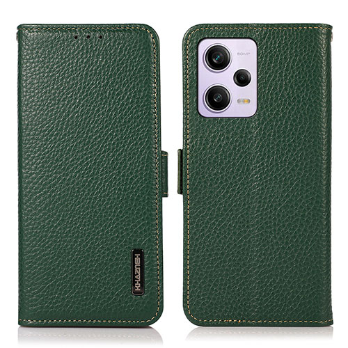 Leather Case Stands Flip Cover Holder B03H for Xiaomi Redmi Note 12 Pro 5G Green