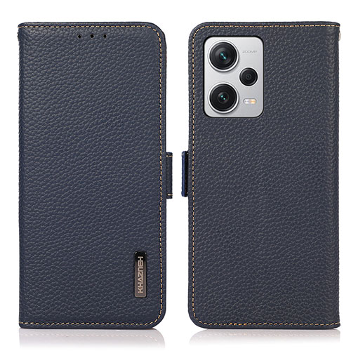 Leather Case Stands Flip Cover Holder B03H for Xiaomi Redmi Note 12 Pro+ Plus 5G Blue