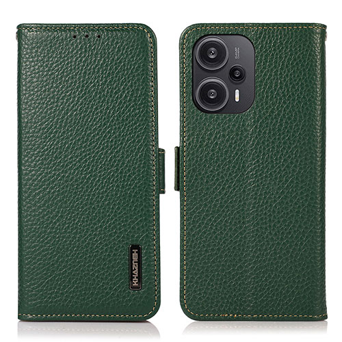 Leather Case Stands Flip Cover Holder B03H for Xiaomi Redmi Note 12 Turbo 5G Green