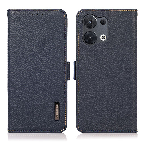 Leather Case Stands Flip Cover Holder B03H for Xiaomi Redmi Note 13 5G Blue