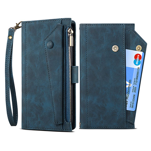 Leather Case Stands Flip Cover Holder B03S for Nokia XR20 Blue