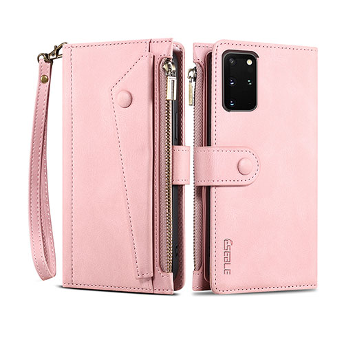 Leather Case Stands Flip Cover Holder B03S for Samsung Galaxy S20 Plus 5G Rose Gold