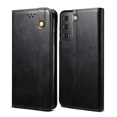 Leather Case Stands Flip Cover Holder B03S for Samsung Galaxy S21 5G Black