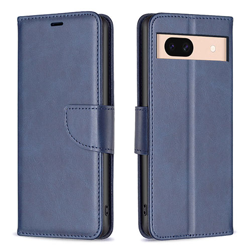 Leather Case Stands Flip Cover Holder B04F for Google Pixel 8a 5G Blue