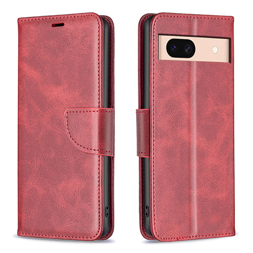 Leather Case Stands Flip Cover Holder B04F for Google Pixel 8a 5G Red