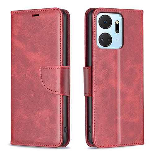 Leather Case Stands Flip Cover Holder B04F for Huawei Honor X7a Red