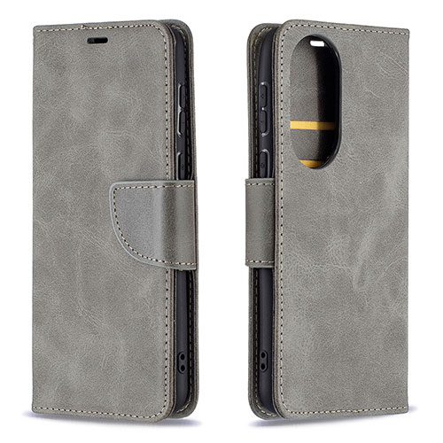 Leather Case Stands Flip Cover Holder B04F for Huawei P50 Gray