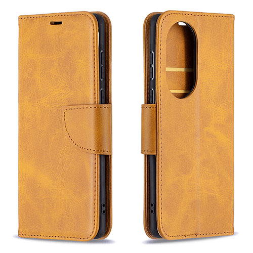 Leather Case Stands Flip Cover Holder B04F for Huawei P50 Light Brown