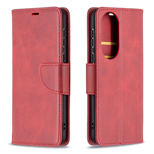 Leather Case Stands Flip Cover Holder B04F for Huawei P50e Red