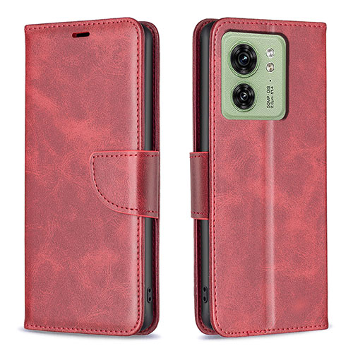 Leather Case Stands Flip Cover Holder B04F for Motorola Moto Edge (2023) 5G Red