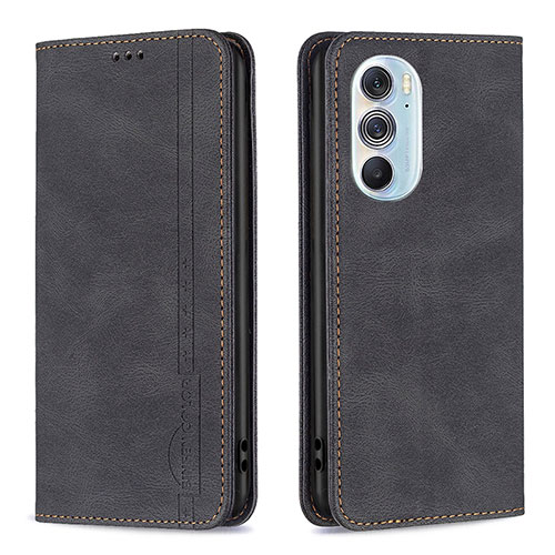 Leather Case Stands Flip Cover Holder B04F for Motorola Moto Edge 30 Pro 5G Black