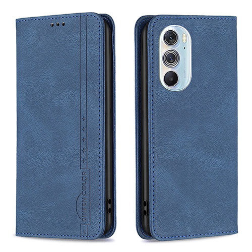 Leather Case Stands Flip Cover Holder B04F for Motorola Moto Edge 30 Pro 5G Blue