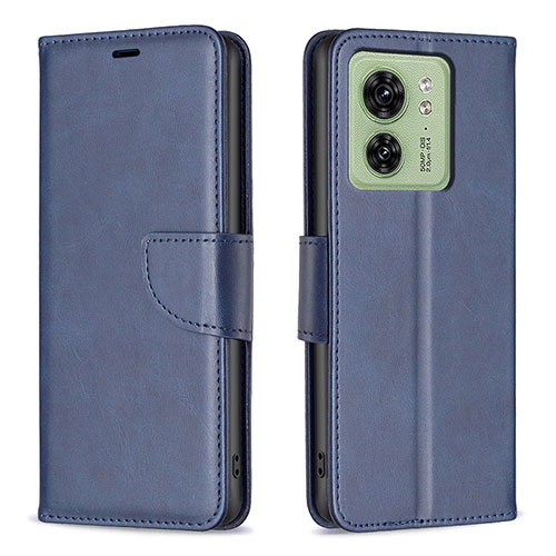 Leather Case Stands Flip Cover Holder B04F for Motorola Moto Edge 40 5G Blue