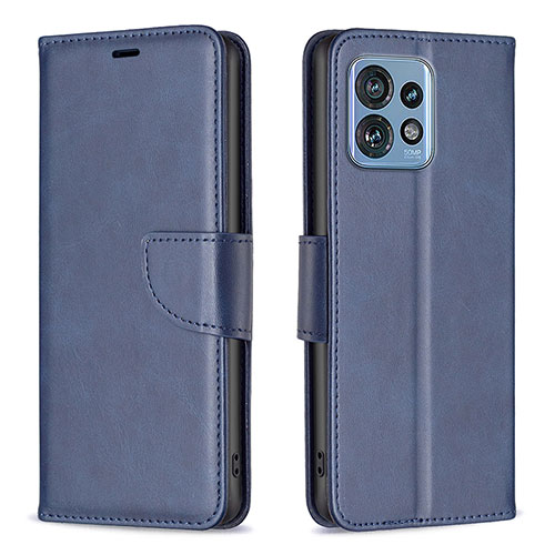 Leather Case Stands Flip Cover Holder B04F for Motorola Moto Edge Plus (2023) 5G Blue