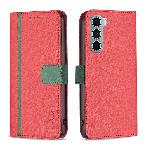 Leather Case Stands Flip Cover Holder B04F for Motorola Moto Edge S30 5G Red