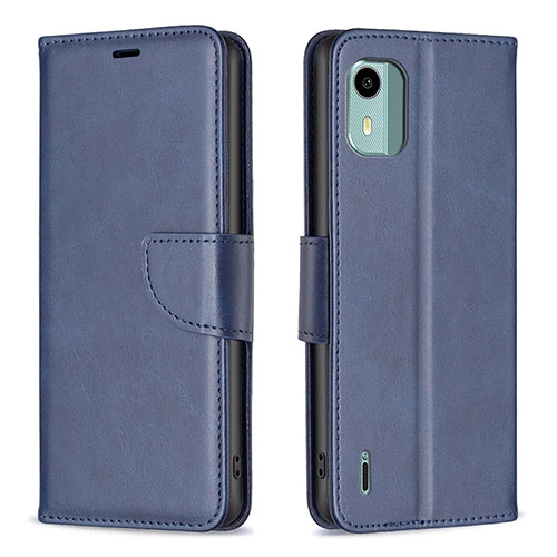 Leather Case Stands Flip Cover Holder B04F for Nokia C12 Plus Blue