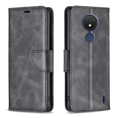 Leather Case Stands Flip Cover Holder B04F for Nokia C21 Black