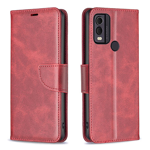 Leather Case Stands Flip Cover Holder B04F for Nokia C22 Red