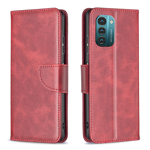 Leather Case Stands Flip Cover Holder B04F for Nokia G21 Red