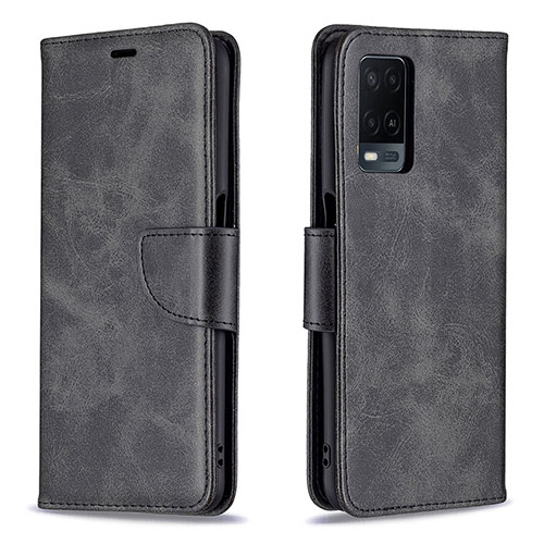 Leather Case Stands Flip Cover Holder B04F for Oppo A54 4G Black