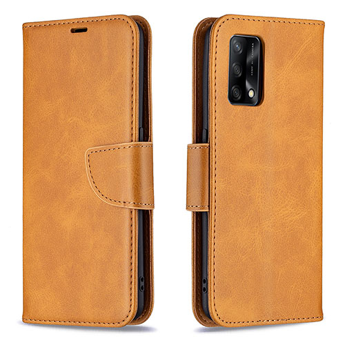 Leather Case Stands Flip Cover Holder B04F for Oppo A74 4G Light Brown