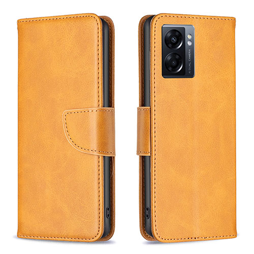 Leather Case Stands Flip Cover Holder B04F for Oppo A77 5G Light Brown